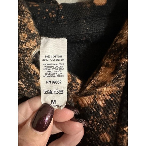 Wicked Tie Studio Unisex Black Medium Reverse Tie Dye Bleached Embroidered Heavy - Picture 5 of 10